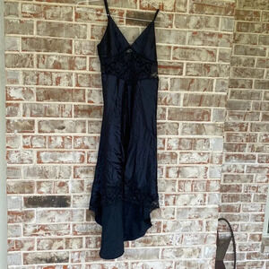 Victoria’s Secret Black Vintage Gold Label Satin Lace Nightgown
